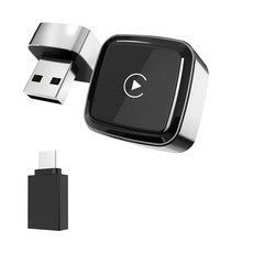 에브리핏 차량용 초슬림 미니 2IN1무선 카플레이 안드로이드 오토 호환 어댑터, 실버, CA-29