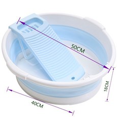可折疊搓衣板洗衣盆，學生宿舍洗衣盆，旅行便攜折疊盆，手洗搓衣板, 藍色大號摺疊洗衣盆+搓衣板, 1個