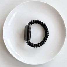 제이데코 애플워치 호환 말랑 젤리 머리끈 스트랩 밴드, 1개, 블랙 베이직 스트랩 1개, 블랙 베이직 스트랩