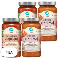 청정원 크랩&생크림 비스크로제 + 토마토와 레드페퍼 아라비아따 스파게티소스, 600g, 4세트