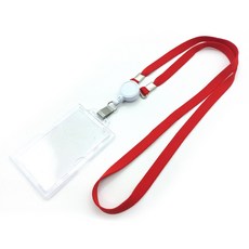 사원증 목걸이 릴홀더 케이스 신분증목걸이 출입증목걸이줄, 레드