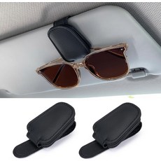 ‎Shering 자동차 선바이저용 셰어링 선글라스 홀더 자동차용 마그네틱 가죽 안경 행거 클립 바이저 트럭용 액세서리, BLACK