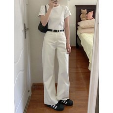 COSYEVNO 여성 청바지 가을 빅사이즈 루즈핏 패션 하이웨스트 일자 와이드 팬츠 lyjnskz-13