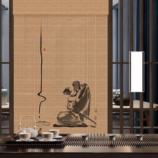 동양화 대나무 블라인드 커튼 롤스크린 창문 문발 가리개 카페 발코니