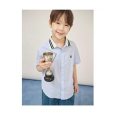 빈폴 키즈 BI5765U01Q 샴브레이 시어서커 반소매 셔츠 스카이 블루 893407