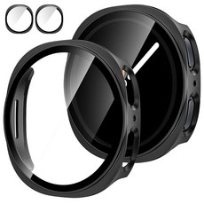 Tensea [삼성 갤럭시 워치 울트라 2025/갤럭시 7 2024용 2팩 47mm 액정보호필름 케이스 액세서리 47mm용 보호 페이스 커버 하드 범퍼 내장 강화 유리 필, Galaxy Watch 8-40mm, 매트 블랙