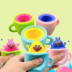 귀여운 까꿍 캐릭터 말랑이 몰랑이 주물럭 심쿵란 모찌 클레이 누르면 나오는 반전 동물 인형 놀이 피젯 장난감, 허기컵 WPS137, 1개