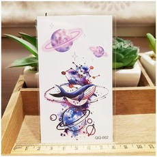 鯨魚星球QQ-002 K11【WAWA TATTOO】小清新微刺青男女防水微紋身貼紙刺青貼紙, 1個