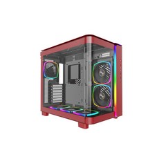 MONTECH 君主 KING 95 PRO 全景曲面玻璃透側機殼(內建6顆風扇), 1個, 紅色