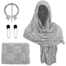 Post Apocalyptic 숄 스카프 바이킹 브로치가 있는 황무지 후드 숄 카울 스카프 로그 중세 망토 르네상스 코스튬