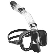 위베런 프리다이브 스노쿨링 마스크 숨쉬기편한 일체형 스노클링 장비 프리다이빙 물안경 세트, 솔리드블랙