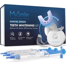 MySmile LED 조명이 있는 치아 키트 10분 비민감성 빠른 제 과산화물 젤 3개 커피 훈연 와인 소다 음식의 얼룩을 제거하는 데 도움이 됩니다, MySmile LED 조명이 있는 치아 키트, 10분