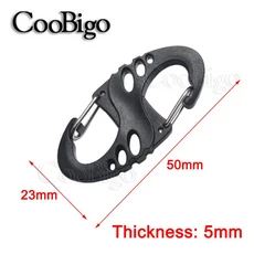 10pcs Carabiner S 모양 스냅 후크 버클 키 체인 링 야외 캠핑 배낭 등산 Paracord 매는 밧줄 DIY 액세서리, 09 Black