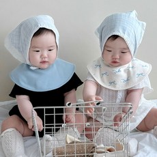 바니블라썸 심플 롤링 아기 턱받이 _11Colors 183132, 바니블라썸 심플_크림도트