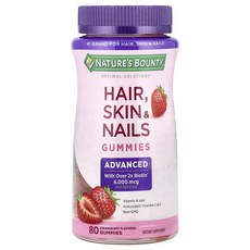 Nature's Bounty 어드밴스드 헤어 스킨 & 네일 구미젤리 딸기맛 구미젤리 80개, NaturesBounty어드밴스드헤어스킨네일구미젤리딸기, 1개, 80정