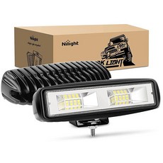 아마존평점4.5+ 미국출고 189597 Nilight - 15021F-B LED 조명 바 2피스 15.2cm(6인치) 48W 플러드 드라이빙 안개등 오프로드 보트 운전 작업 S