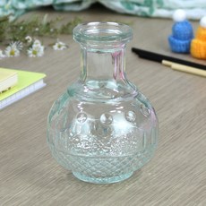 2개) 유리병 디퓨져 꽃병 화병 - 유리병 병 공병 용기 화분 양각 무늬 미니 작은 가드닝 화병소 투명 식물 화초, 양각 유리병 NO_26, 1세트(2개)