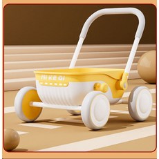 MI KE QI 兒童手推車，音樂燈光，安全防側翻，舒適扶手, 助步車黃色音樂燈光:如圖
