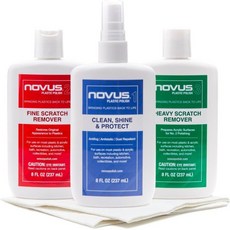 노버스PK18 | 플라스틱 클린 앤 샤인 #1 미세 흠집 제거제 #2 강한 #3 (8 온스 폴리시 메이트), 8 온스 / 2 폴란드 친구들