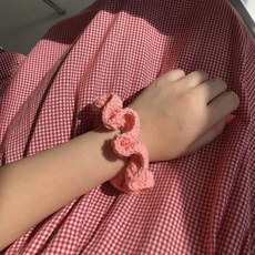 (동영상포함) 코바늘 곱창밴드 헤어슈슈 뜨기 만들기 diy 뜨개질 패키지 세트, 올리브, 1개