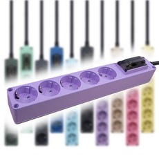 현대 고용량 멀티탭 오브제 국산 4000W 누전차단 과부하차단 멀티콘센트 5구 10컬러, 5m, 퍼플, 1개