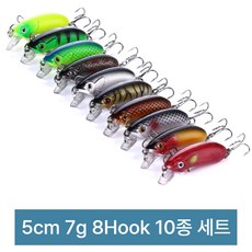 포스워백 루어 낚시 미끼 쏘가리 배스 송어 꺽지 하드베이트 미노우 싱킹 A13, 1개, 7g, 10종 세트 1개, 7g, 10종 세트