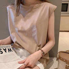 뉴믹 루즈핏 여성 민소매 나시 티셔츠 라운드 캡 여름티셔츠