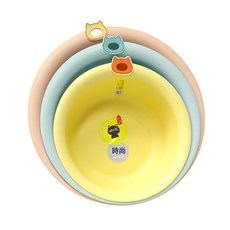 DFMEI 貓耳臉盆三件套學生兒童卡通加厚免打孔可掛牆塑料洗臉盆洗腳盆, 1個, 小號30*29*11(顏色隨機發的):如圖