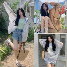 후드 시스루 오버핏 바람막이 LL-O126