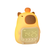 可愛造型夜燈鬧鐘，柔和夜燈呵護雙眼，貪睡模式，多種悅耳鈴聲選擇, 鬧鐘款