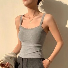 젬버트 여성 스퀘어넥 캡내장 레이스 민소매 나시