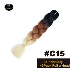 긴 보라색 24인치 점보 브레이드 익스텐션스 합성 브레이딩 헤어 아프로 옴브레 컬러 카네칼론 헤어 어린이, 01 24인치, 01 1개/묶음, 15 C15