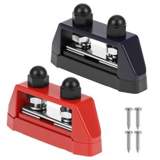 2PCS 516 M8 듀얼 스터드 파워 디스트리뷰션 버스 바 12-48V 150A 배터리 정션 블록 자동차 마린 보트 RV 태양광 시스템 레드 & 블랙 커버 포함