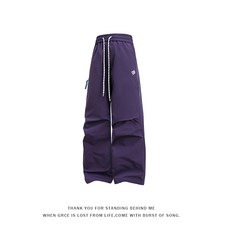 衝鋒褲女 透氣長褲 機能多口袋登山褲 闊腿防水寬褲 加大