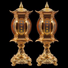 仿古宮燈財神燈關公燈佛前供燈led蓮花燈長明燈佛堂心經大號神燈 神明燈 供佛燈 長明燈 佛燈供燈 風水 擺飾 招財 佛燈, 14.5寸【道法自然】黃金色/一對, 1個