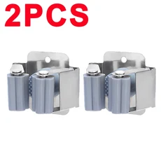 1-10개 스테인리스 스틸 대 빗자루 홀더 벽걸이 녹 방지 보관 훅 욕실 주방 정원 도구 정리함, 12 Gray-(2PCS)