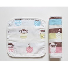 愛兒寶背巾口水巾 腰凳前墊 肩帶口水巾 親膚柔軟 多功能設計 方便清洗, 1個, 肩帶猴子, 粉色