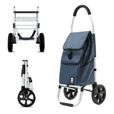 트렌드컨테이너 바퀴달린 시장 장바구니 접이식 폴딩 쇼핑 핸드 카트, 포켓형 블루(06684D), 1개