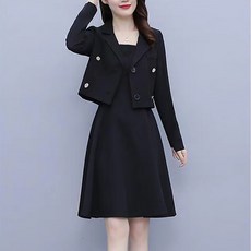 여성용 데일리 정장 쇼트 재킷 슬림 나시 원피스 투피스 세트 슬림소녀