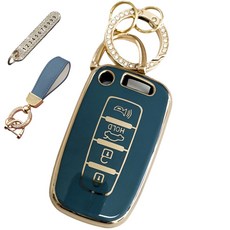 루루형제 현대 호환 자동차 프리미엄 TPU 키 케이스+번호 키링+가죽스트랩, 스카이그레이, HK-01