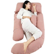 孕婦純棉托腹枕 舒適透氣 減輕腰部壓力 多功能哺乳枕, 紅色