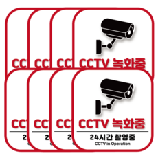 클루니티 방수 PVC CCTV 녹화중 스티커 소형 세트, 8개, CCTV 녹화중 24시간 녹화중
