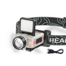 微笑鯊TD0201輕量強光感應頭燈 強光頭燈 帽夾燈 LED COB感應頭燈 白紅光 工作燈, 1個, 【灰】微笑鯊 TD-0201