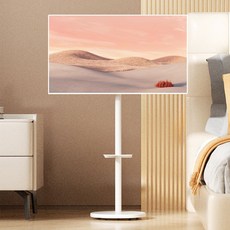 Shipshape TV 거치대 이동식 TV 거치대 화면 360도 회전 가능 14-42인치 대형 스탠드형 TV/모니터 거치대 모니터 수납선반, 1개, B1-화이트-트레이 포함