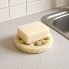 천연 수세미 루파 비누 받침대 지름 5-7cm D, 1개, 아이보리