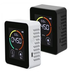 이산화탄소 검출기 탐지기 센서 온도 습도 휴대용 CO2 농도 대기질 산소 모니터링, 적외선 3-in-1(화이트)