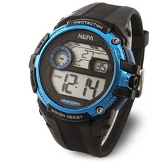 NEPA 男款防水運動電子手錶 N238-BKBL 藍色, 1個