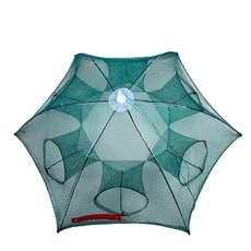 접이식 원터치 통발 4구 6구 8구 뜰채 우산통발 낚시 망 우산형 그물망, 통발미끼통5개세트