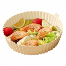 실리콘 에어프라이어 용기 가정용 내열 오븐 케이크 베이킹 사각 접시, 살구색, 20.5*20.5*4.5센티미터