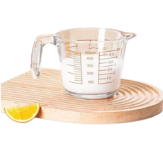 隔日到貨 透明刻度量杯，耐熱玻璃多功能烘焙量杯，精準量測易清洗, 1個, 【升級加厚款】500ml烘焙杯+過濾網, 透明, 500